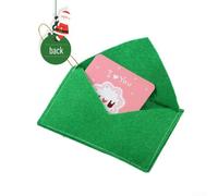 10 bolsas de fieltro para tarjetas de Papá Noel con cuerda para colgar, adornos de árbol de Navidad con estilo de letras a Papá Noel, juego de accesorios decorativos para vacaciones (verde)