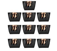 10 bolsas de papel negras con lazo dorado, para maquillaje y embalaje de relojes de hombre, ideales para vacaciones y uso al por menor (No. 4/42 ancho superior x 12 inferior x 27 alto)