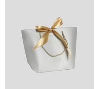 10 bolsas de regalo con cinta de lazo a favor, bolsas de papel reciclables para ropa, boda, fiesta de cumpleaños con asa, decoración de celebración, gris claro, 10 unidades, 36 x 26 x 11 m