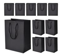 10 bolsas de regalo de papel con asa, color negro, bolsas de papel kraft reutilizables, con asa, para Navidad, fiestas, cumpleaños, bodas, compras, manualidades, calendario de Adviento (18 x 10 x 23