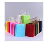 10 bolsas de regalo de papel kraft con asas, para llevar la compra, color marrón y blanco, bolsa de bricolaje, suministros de fiesta y Navidad (verde oscuro, 12 x 15 x 6 cm, 10 unidades)