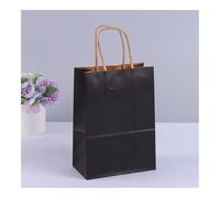 10 bolsas de regalo de papel kraft con asas, para llevar la compra, color marrón y blanco, bolsa de bricolaje, suministros de fiesta de Navidad (negro, 12 x 15 x 6 cm, 10 unidades)