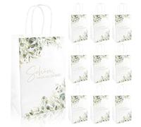 10 bolsas de regalo pequeñas con diseño de «Schön Dass Du Da Bist, 21 x 15 x 8 cm, con asa, color blanco, bolsas de regalo para bodas, bodas y comuniones»