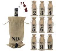 10 bolsas de vino de arpillera con etiquetas para cata de vino a ciegas, reutilizables, bolsas de arpillera numeradas para cata de vino a ciegas, Navidad, fiesta de boda