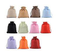 10 bolsas de yute natural de yute, bolsas de regalo de varios tamaños, bolsa de almacenamiento de viaje, mini bolsas de embalaje de yute de caramelo para bolsa de regalo, mezcla de colores, 7 x 9 cm