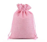 10 bolsas de yute natural de yute para regalo, bolsas de regalo de varios tamaños, bolsa de almacenamiento de viaje, mini bolsas de embalaje de yute de caramelo para bolsa de regalo, rosa, 8 x 10 cm