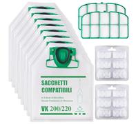 10 bolsas para aspiradora Folletto VK200 VK220 VK220S FP200 FP220 con 2 filtros de motor