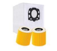 10 Bolsas para Aspiradora Karcher WD2 Plus WD3S KWD1 KWD2 KWD3 KFI 357 + 2 Filtros Aspiradora Karcher