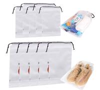 10 bolsas para zapatos con cordón de polietileno, 30 x 40 cm y 20 x 30 cm, bolsas de viaje esenciales para viajes, organizador de maletas, juego de bolsas de almacenamiento multifuncionales, Blanco,