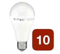 10 Bombillas LED E27 V-Tac 15W Gota Pack Ahorro Luz Natural Fría Cálida