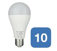 10 Bombillas LED E27 V-Tac 17W Gota Pack Ahorro Luz Cálida Natural Fría