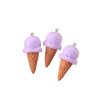 10 bonitos dijes de resina de cono de helado, accesorios hechos a mano, aretes kawaii, collar, llavero, colgante decorativo (morado)