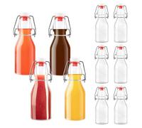 10 Botellas Cristal 250ml con Tapón Hermético, Botella Vidrio, Botella de Cristal Transparente Hermética para Bebidas, Cerveza, Aceite, Vinagre, olive oil, vinegar, juice, syrup, Agua
