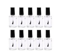10 botellas de esmalte de uñas de vidrio transparente de 0.5 onzas con tapa de cepillo, recipientes vacíos para manicura de uñas, capa superior, barniz, frasco de muestras de cosméticos, frasco para