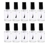 10 botellas de esmalte de uñas de vidrio vacías de 15 ml con cepillo y tapa negra recargables redondas transparentes para esmalte de uñas recipientes de almacenamiento para arte de uñas