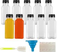 10 botellas de plástico de 250 ml con tapas de sellado antimanipulaciones, botellas de plástico reutilizables vacías, leche, agua, recipientes de bebidas