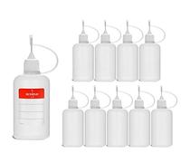 10 Botellas de recarga con aguja Octopus de 50 ml, botella para líquidos electrónicos para shishas electrónicas y cigarrillos electrónicos, aceites, tintas y pegamentos, botellas vacías de plástico LDPE para evaporadores / Depósitos / claromizador con dosificador de aguja, incl. 10 etiquetas identificativas