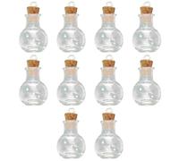 10 botellas pequeñas de vidrio transparente con tapones de corcho para proyectos y decoración del hogar, decoración de mesa de boda, botellas planas con forma de bombilla