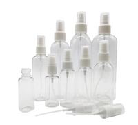 10 botellas rellenables de plástico transparente for viaje, atomizador perfume, vacías, pequeñas, 10/20/30/50/60/100 ml para Líquidos