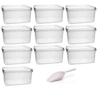 10 Botes de plástico de 1,7 litros con Tapa, sin BPA, Aptos para Alimentos, Incluye 1 Pala