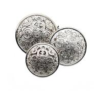 10 botones de metal huecos, color negro, plateado, dorado, botón decorativo redondo para ropa, accesorios de costura