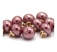 10 botones de perlas brillantes, botones de perlas de costura de joyería de 10 mm, botones redondos de costura, botones de accesorios de costura de joyería (rojo, 10 unidades)