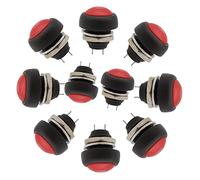 10 botones de presión redondos de 12 mm, interruptor de presión, 1,5 A/230 V, 12 V, botón no actual, rojo