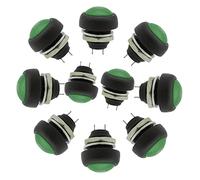 10 botones de presión redondos de 12 mm, interruptor de presión para bricolaje, 1,5 A/230 V, 12 V, botón no actual, color verde