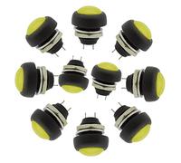 10 botones de presión redondos de 12 mm, interruptor de presión para bricolaje, 1,5 A/230 V, 12 V, botón no actual, amarillo