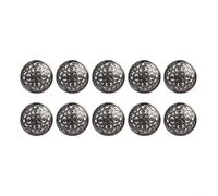 10 botones decorativos de metal tallado hueco para chaquetas, manualidades y proyectos creativos (negro, 18 mm)