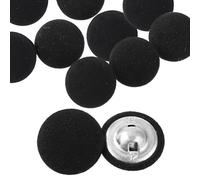 10 Botones Negros Cubiertos de Tela de 20 mm, Redondos de Metal para Manualidades, Costura de Trajes, Vestidos, Blusas - Vintage para Proyectos de Bricolaje