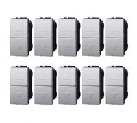 10 botones para subir, compatible con Bticino Living Tech | Doble 1P + 1P 10A, gris, mando a hombre presente, para serie civil