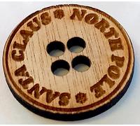 10 botones perdidos de madera de Papá Noel para costura de manualidades de 30 mm a través de 3 mm de grosor