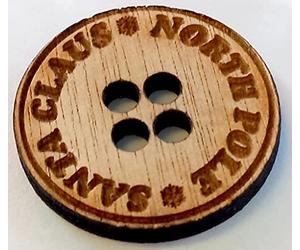 10 botones perdidos de madera de Papá Noel para costura de manualidades de 30 mm a través de 3 mm de grosor