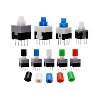 10 botones táctiles de PCB para encendido y apagado, interruptor de desbloqueo DIP de 6 pines, tapa de 5,8 x 5,8/7 x 7/8 x 8/8,5 x 8,5 mm (7,0 x 7,0 mm, tapa roja, desbloqueo)