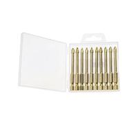 10 brocas de cerámica con kit de caja, cabeza de lanza cruzada con revestimiento de titanio para azulejos de cerámica, espejo de mármol y vidrio, 6 mm