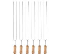 10 brochetas de doble punta de 15,7 pulgadas para asar, brochetas de aguja para asado de barbacoa en forma de U, tenedores Kabob con mango de madera para barbacoa