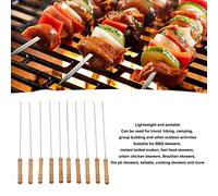 10 brochetas de Kebab con mango de madera para asar a la parrilla, palitos de barbacoa reutilizables para malvaviscos, carne para perros calientes, verduras, utensilios de cocina