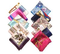 10 bufandas cuadradas de seda mixta para mujer bandana cabeza de mano bufandas para el pelo para bolso envolventes para dormir pañuelo tocado chal 50 x 50 cm, multicolor, M(Color aleatorio)
