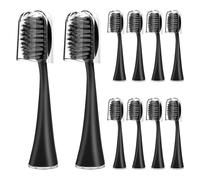 10 cabezales de repuesto compatibles con el cepillo dientes eléctrico sónico Burst Pro. Recambio cerdas suaves carbón tapa antipolvo(10pcs black)