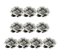 10 cabezas de flores de camelia para accesorios de cabello, 4,5 cm, color gris