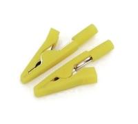 10 cables de prueba conector hembra 2 mm a mini pinza cocodrilo, 5 colores, pinzas aisladas latón 41(10Pcs Yellow)