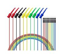 10 cables de puente Dupont con pinzas prueba, silicona macho a hembra for aplicaciones eléctricas(Male to Test Hook)