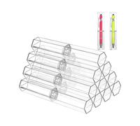 10 cajas de acrílico para bolígrafos, transparentes, para regalo, contenedor de almacenamiento hexagonal individual para la escuela y la oficina.