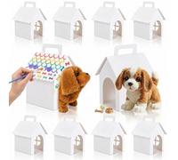 10 Cajas de Cartón con Forma de Casa con Ventana y Asan, Cajitas Regalo Pequeñas para DIY, Manualidades, Decoración de Fiestas de Adopción de Cachorros, Cumpleaños, Bodas para Rellenar, Mini Juguetes