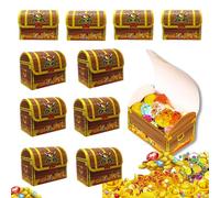 10 cajas de fiesta piratas, cofre del tesoro pirata, papel de pirata, caja de regalo, cofre del tesoro de caramelos, cajas de regalo, para niños, cumpleaños, piratas, decoración de fiesta