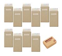 10 cajas de lápices de colores, 1 borrador, mini juego de colorear, 6 lápices de dibujo de colores para niños, regalo de cumpleaños para niños, apto para guardería, hogar, escuela (6 piezas por caja)