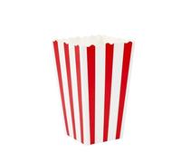 10 cajas de palomitas de maíz a rayas rojas y blancas - Contenedores para aperitivos para noches de cine y carnaval (10 unidades de 19,5 x 6,8 x 9,5 cm)