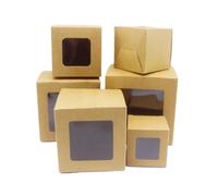 10 cajas de papel kraft con veta mármol, tamaño 5, 6, 7, 8 y 9 cm, for dulces boda para Boda, Fiesta de Bricolaje(Kraft,5x5x5cm)