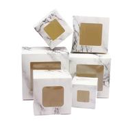 10 cajas de papel kraft con veta mármol, tamaño 5, 6, 7, 8 y 9 cm, for dulces boda para Boda, Fiesta de Bricolaje(Marble,10x10 x 10 m)